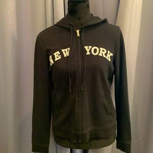 New York & Co. Medium black zipper hoodie w/ two front pockets.